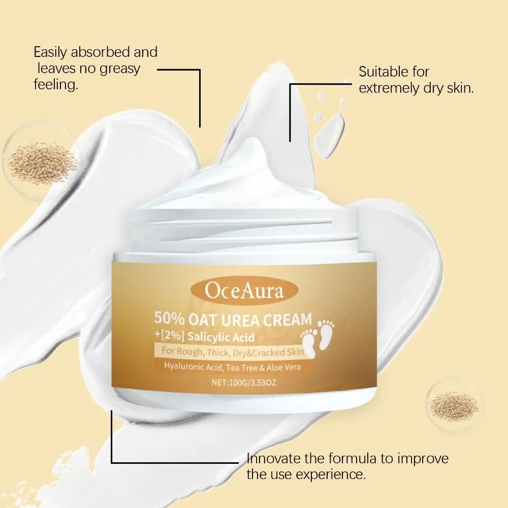 50% Oat 2% Salicylic Acid 2.76inch Urea Moisturizing Cream Tea Tree Aloe Vera Skin Care Cream Hyaluronic Acid Oatmeal Body
