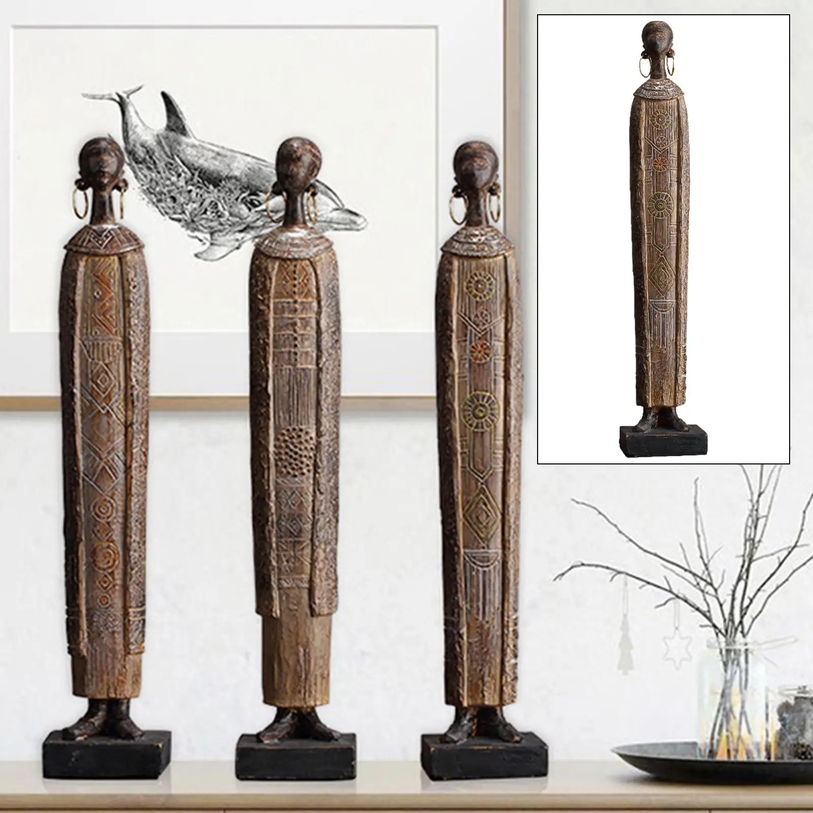 African Statue Sculpture Resin Figurines Women Girl for Home Cabinet Hotel African Statue Sculpture Resin Figurines Women Girl for Home Cabinet Hotel