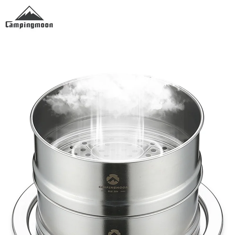 Campingmoon S363 Steamer Cooking Set 15cm Double-layer Steamer Base Cover Set Cooking Accessory