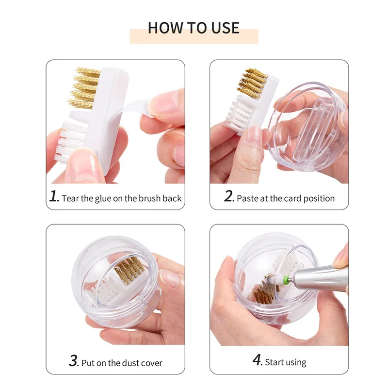 Electric Nail Drill Bits Cleaning Brush with Dustproof Box Portable Manicure Cutter Cleanser Copper Wire Brush Clean Tools Best Sellers In Beauty & Health