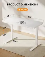 ErGear Glass Standing Desk with Drawer, 55 x 24 inch Glass Top Standing Desk with Preassembled Top & USB Charging Ports, Adjusta 2