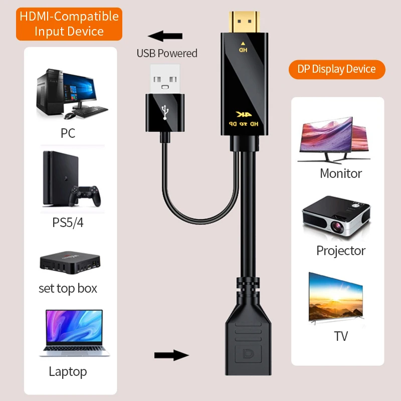 HDMI ȣȯ Displayport ȯ ̺ 4K HD2.0  PC TV Box Xbox PS4 PS5 Ʈ  HD-DP ̺