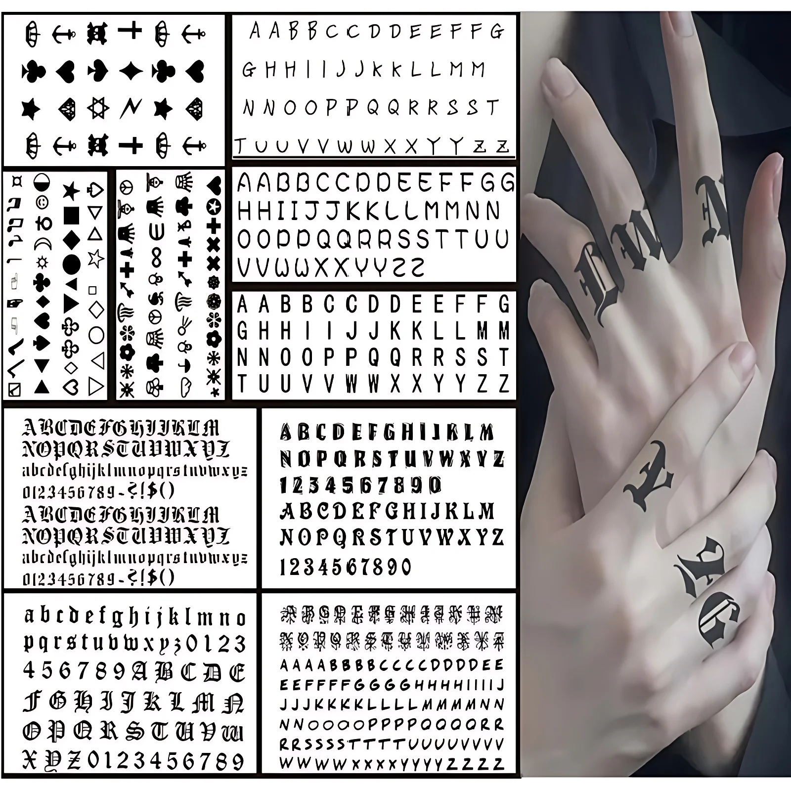 

10 листов, водостойкие временные наклейки на искусственные татуировки с надписью на английском языке