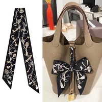 French Summer Classic Key Chain Female Decoration Twill Long Ribbon Binding Bag Silk Ribbon Hair Belt Hot Selling Small Scarf 2