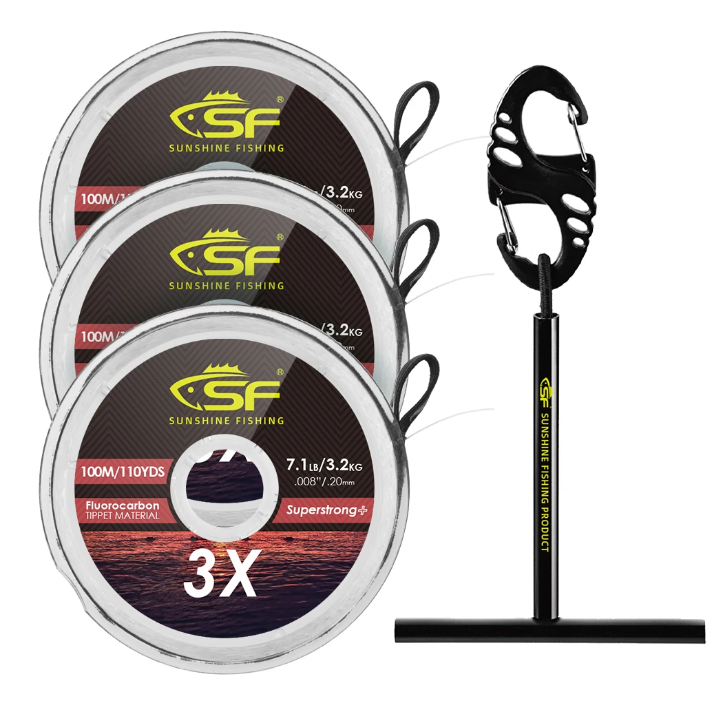 SF Clear Fluorocarbon Tippet Line with Holder Fly Fishing Tippet Leader  Trout 75M 100M 0X 1X 2X 3X 4X 5X 6X 7X