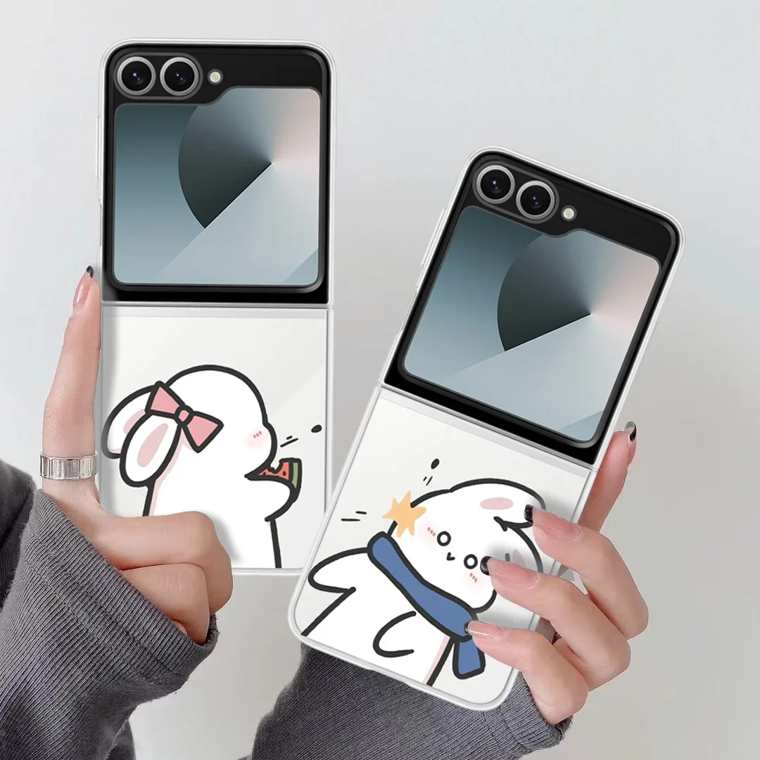 Clear Trendy Paired Couple Pattern Case - Funny & Cute Kawaii Design, Impact Resistant Shell