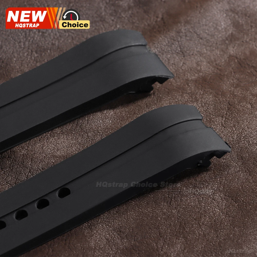Curved Silicone Sports Watch Strap - Waterproof Soft Rubber Wristband