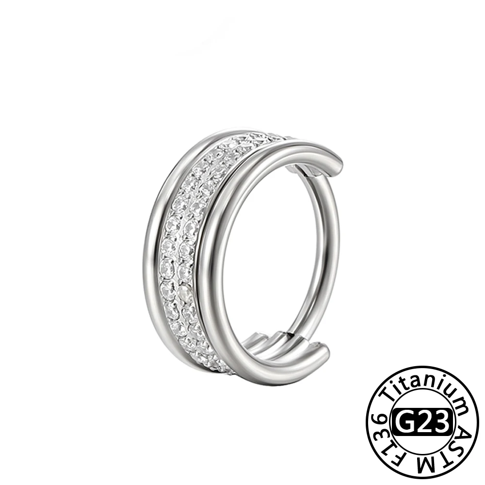 thumbnail image 1 of F136 anillo de titanio para la nariz, pendientes sin costuras con bisagras de grado de implante, anillo de aro Clicker para cartílago, hélice, Rook, tabique Daith Tragus, 1 of 5
