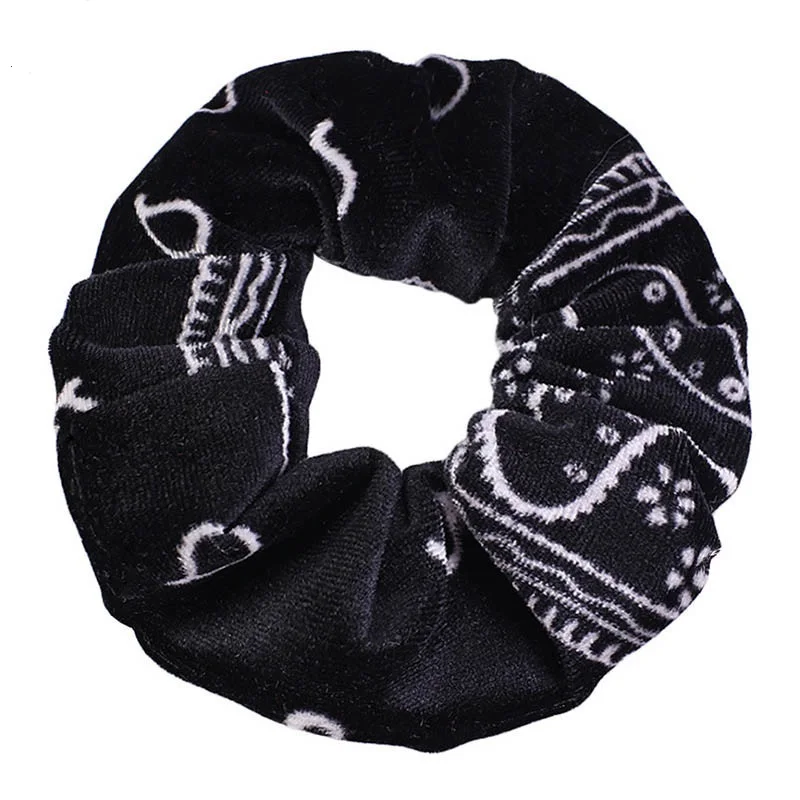 Koranische Samt Paisley Haargummis Große Haar Accessoires_voghion.com