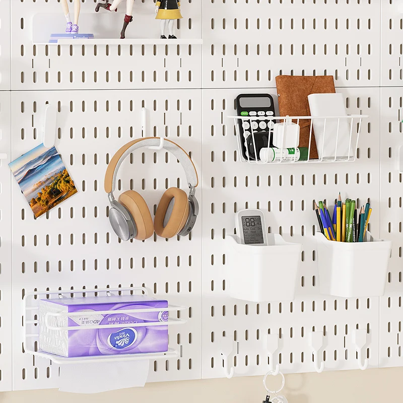 DIY Pegboard 조합 벽 주최자 키트 모듈 형 교수형 패널 보드 랙 벽 마운트 디스플레이 용 펀칭 공예 룸 없음