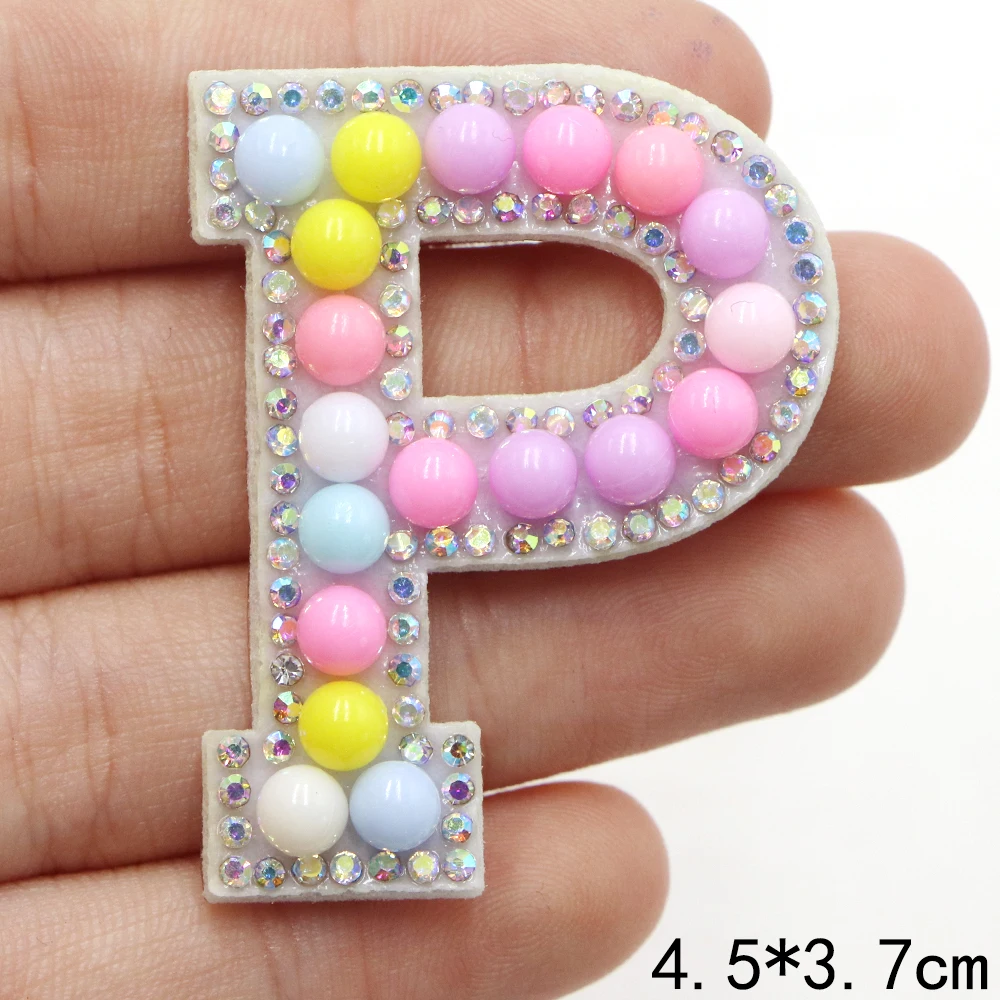 1pc Multi Birne Strass Alphabet Buchstaben Patches Eisen auf Patch A-Z Patch gestickt Patch auf Patches für Kleidung Namen nähen – Detail 19