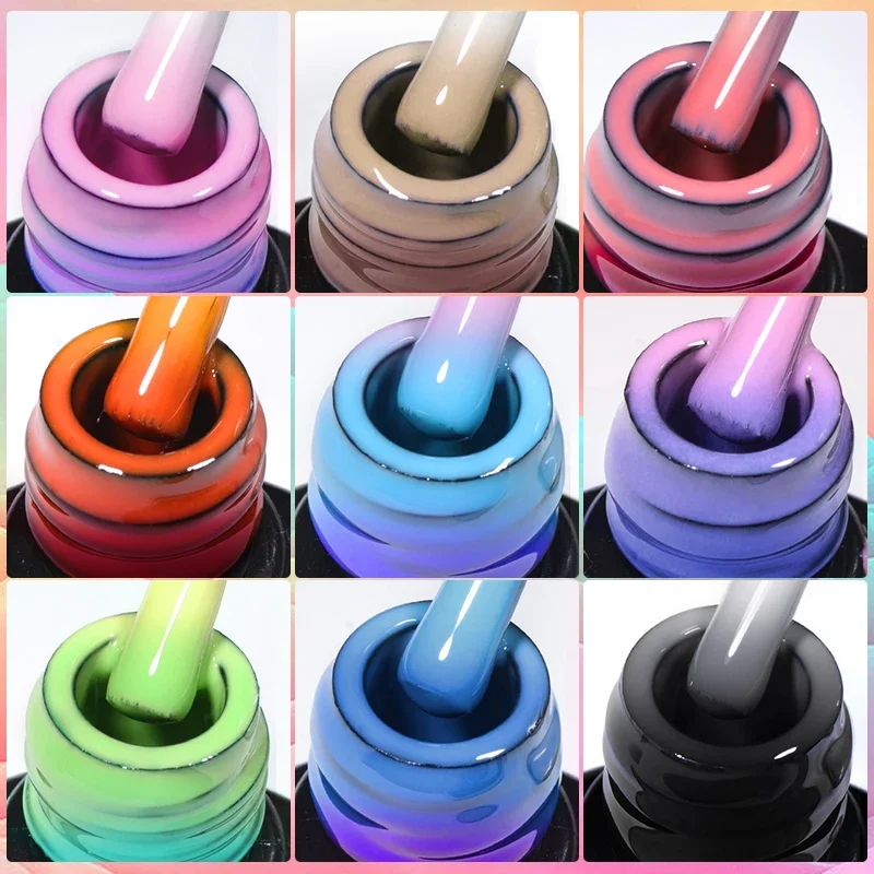 8 ml Thermo-Gel-Nagellack, 3 Schichten, Temperatur, Farbwechsel, semi-permanent, Soak Off UV/LED Nail Art Gel-Lack für Maniküre – Detail 2