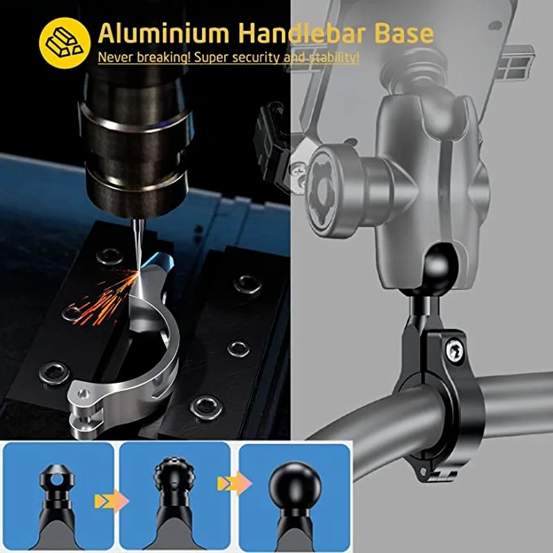 Suporte do Telefone da Bicicleta da Montagem do Telefone da Motocicleta Anti-roubo Guidão de Alumínio Um-push Automaticamente Bloquear o Suporte para Telefones de 37.0 Polegadas - Image 4