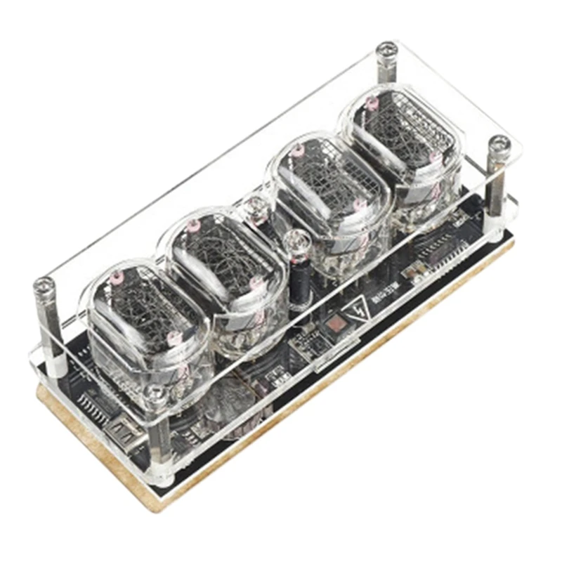 

IN-12 Glow Tube Clock Bottom Plate 4-Bit Retro Nixie Tube Clock With 6 LED Backlight, DIY Creative Decoration Clock