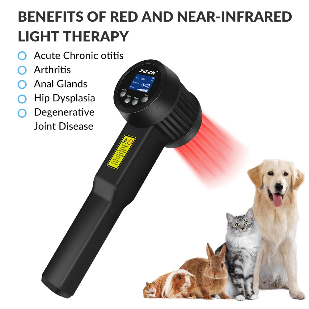 

ZJZK 8W 808nm Cold Laser Therapeutic Apparatus Deep Penetration Physiotherapy Pain Relief Home Light Therapy for Pets Cat Dog