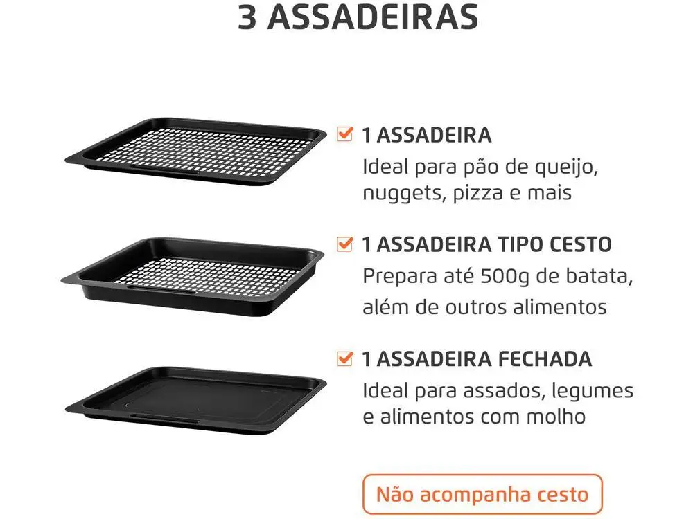Fritadeira Elétrica sem Óleo/Air Fryer Mondial Forno Oven AFON-12L-FB Preta 12L - 110V 4