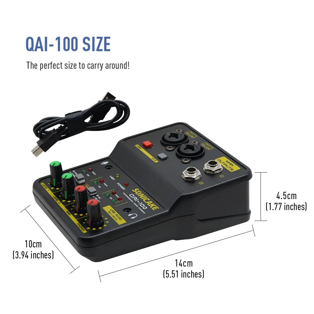 2-Channel Mini Audio Mixer with Sound Card DJ Studio Music Recording Home Karaok