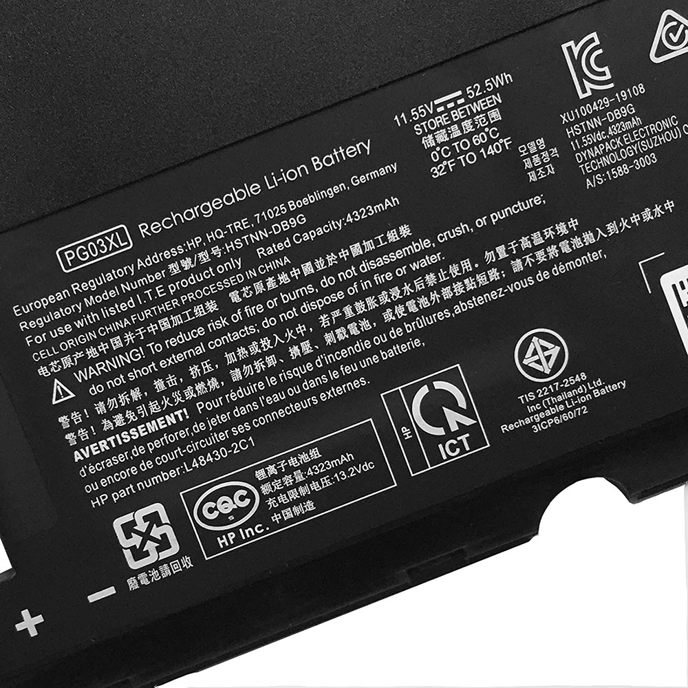 Apexway 11.55v 52.5wh Pg03xl Portátil Bateria Notebook para hp Pavilion 15-dk Série 15-dk0125tx Hstnn-ob1i L48485005 - Imagem 3