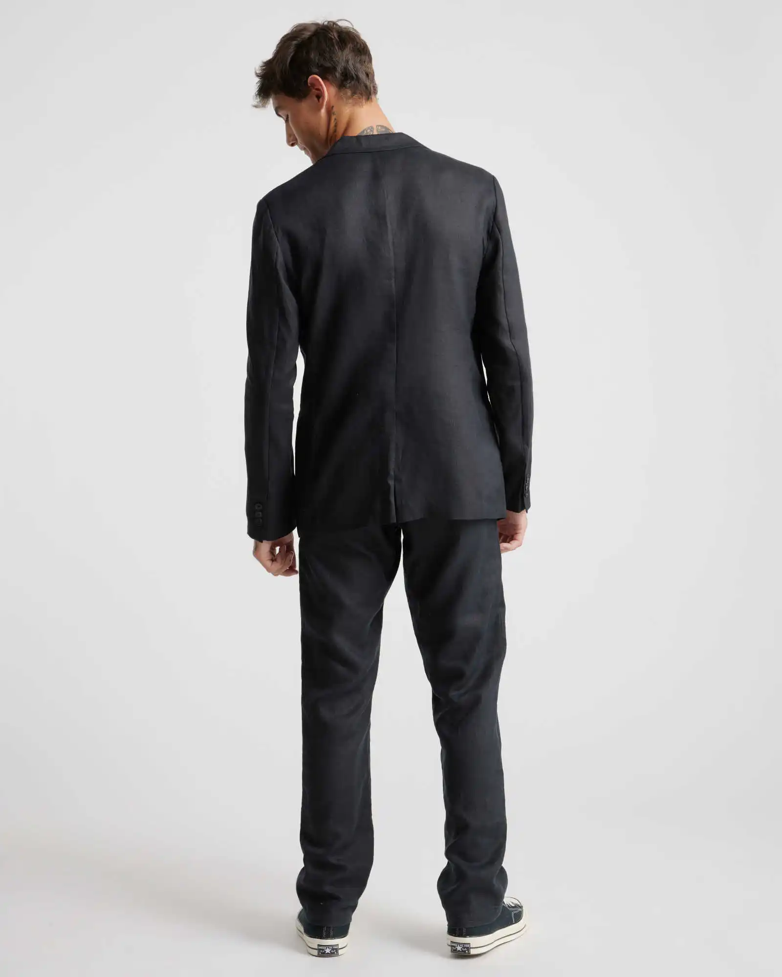 Black Summer Linen Elegant Men Suit Smart Casual Slim Fit Blazer Hombre Business High Quality Custom 2 Piece Set Costume Homme