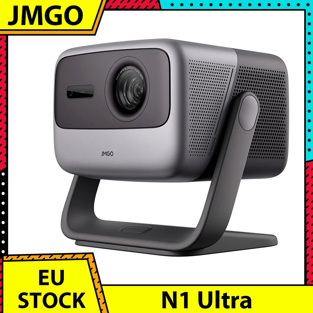 Jmgo N1 Proiettore Laser Triplo Ultra 4K, Gimbal Freestyle A 360 °, 2200 Lumen Cvia, Hdr 10, 10W * 2 Altoparlanti Dynaudio, Lettore Domestico