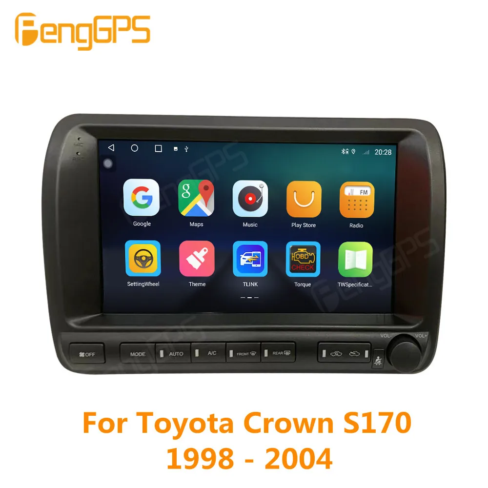 

Автомагнитола на Android, DVD-плеер для Toyota Crown S170 1998-2004, Автомобильный мультимедийный видеопроигрыватель, стерео, GPS-навигация, 2Din, головное устройство Carplay