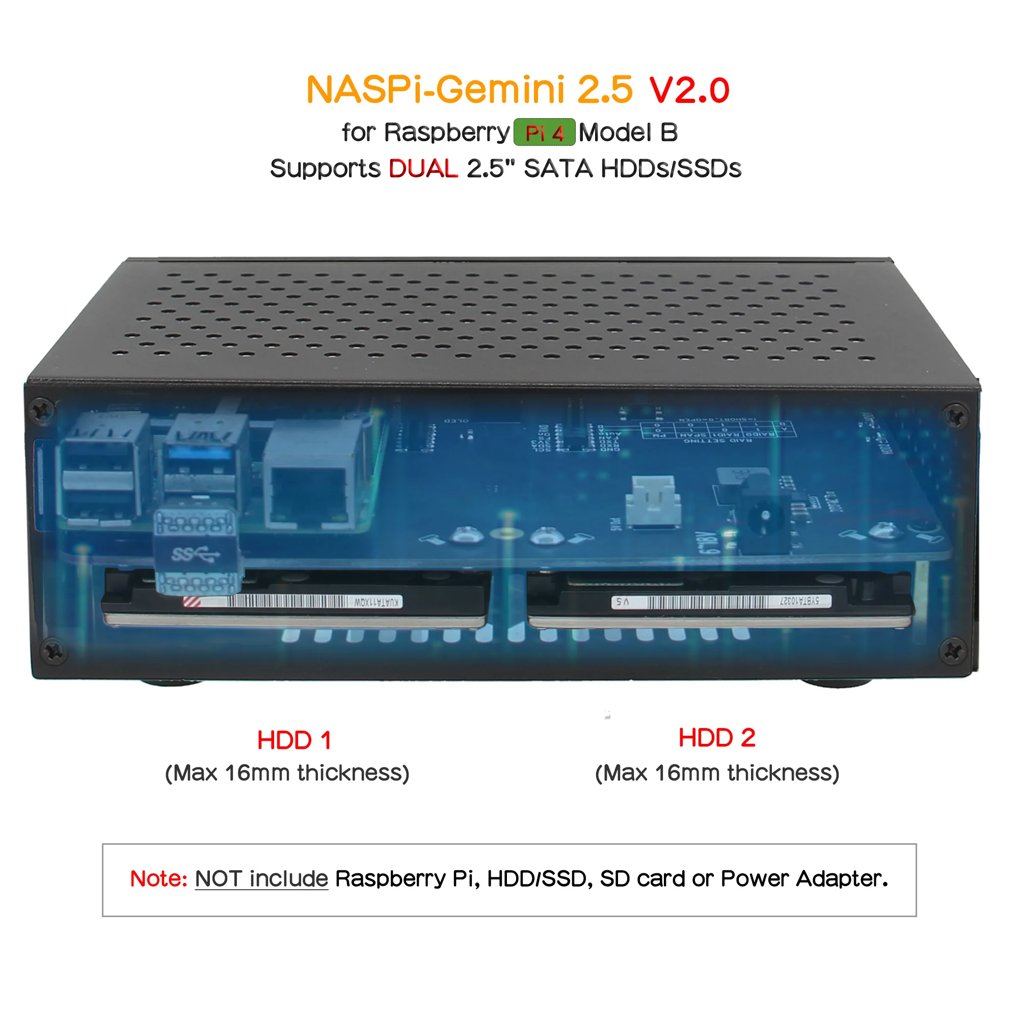 Geekworm NASPi Gemini Dual SATA HDD/SSD NAS