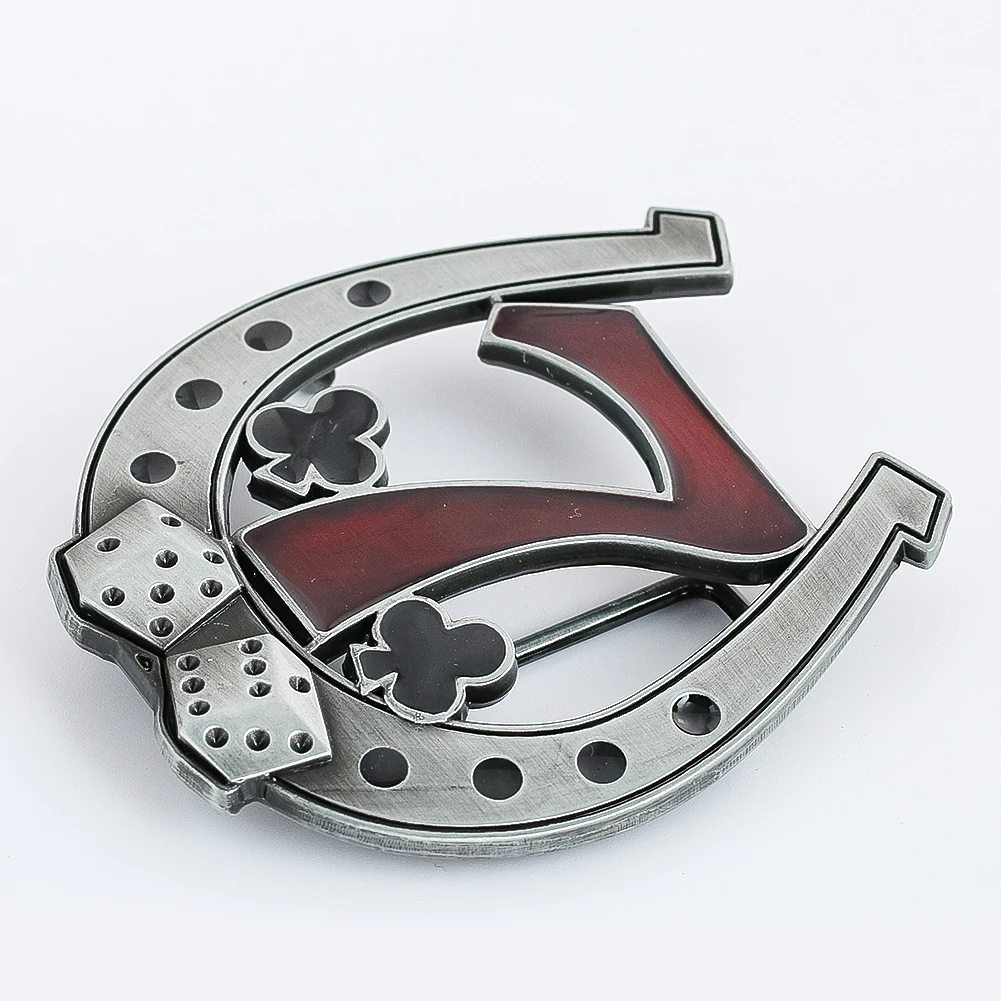 Alloy Equestrian Belt Buckle Lucky Number 7 Plum Pattern Dice Logo Western Cowboy Waistband Clasp Men\'s Jeans Accessories