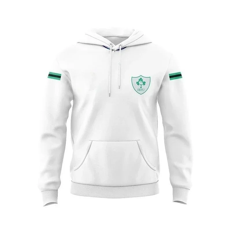 thumbnail image 1 of Camisetas de entrenamiento de rugby local y visitante de Irlanda, sudaderas con capucha 2024 2025, sudaderas deportivas informales cómodas con estampado 3D, para compras y viajes, 1 of 5