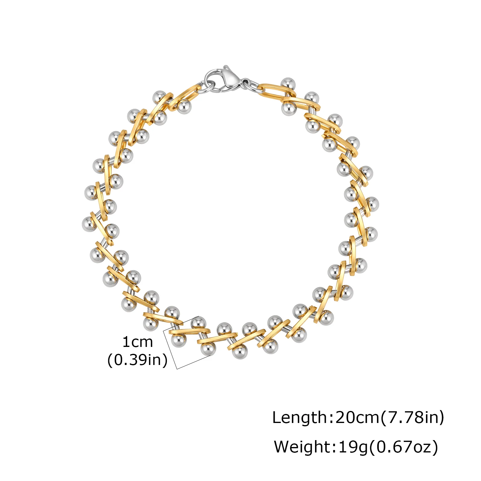 Beaded Bracelet for Women, Gold Silver Two Tone Stackable Minimalist Jewelry, Trendy Layered Bracelet Holiday Party Accessories - 6