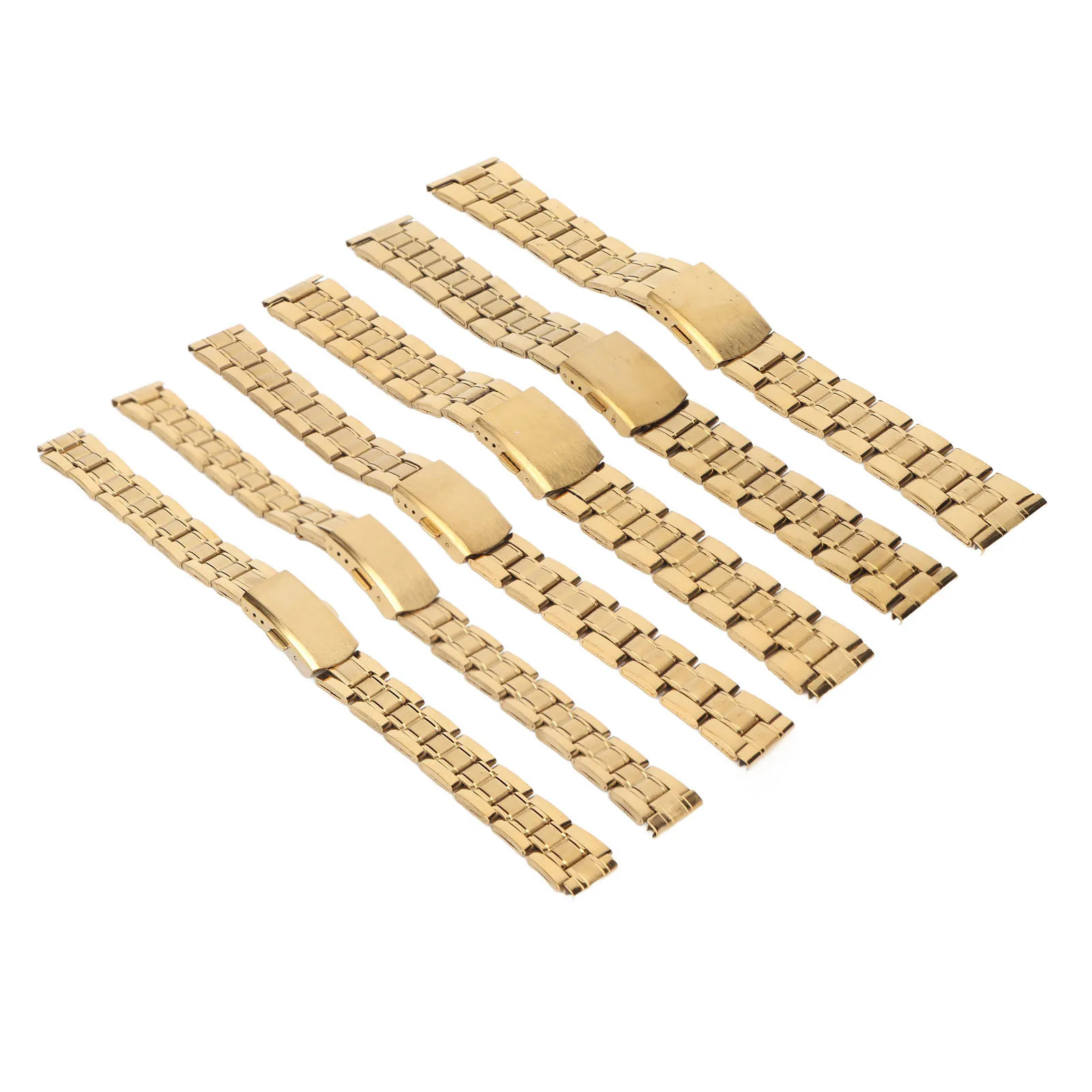 MetalWatchbandAdjustableStainlessSteelWatchBandGoldProtectionDoubleLockBuckleQuick