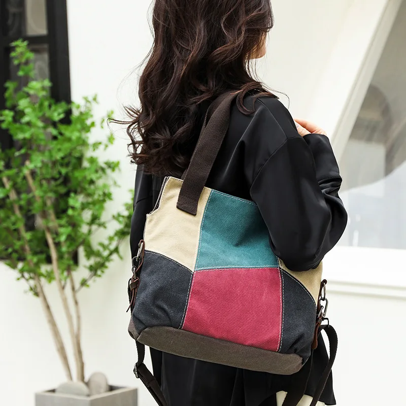 New Fashion Canvas Women's Shoulder Bag Simplified Retro