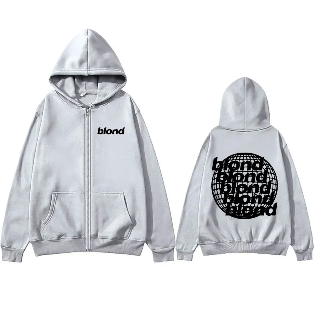 Rapper Frank Hip Hop Vintage Zipper Hoodie Blond Trend Zip Sweatshirt Ocean Fashion Men Cool Zip Up Jacket Male Hip-Hop Hoodies