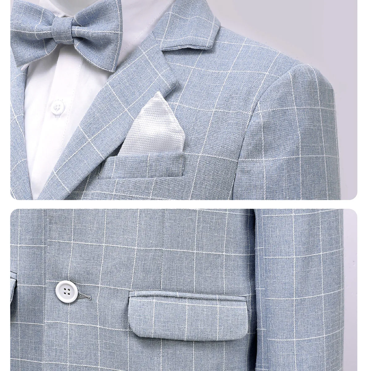 Children Suits for Boys Kids Wedding Outfit Teenager Plaid Formal Easter Tuxedo Children Blazer Flower Party Performance Costume Boys Suit Set