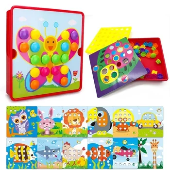 3D Fungo Nail Puzzle Jigsaw Toys Montessori Giocattoli per bambini Cartoon Animal Puzzle Giochi Bambini Primi giocattoli educativi Regali per bambini 1