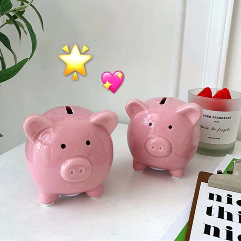 Creative Pig Piggy Bank Ceramics Deposit Jar Saving Box Coin Cash Saving Box for Kids Desk Ornament Accessorie Birthday Gifts