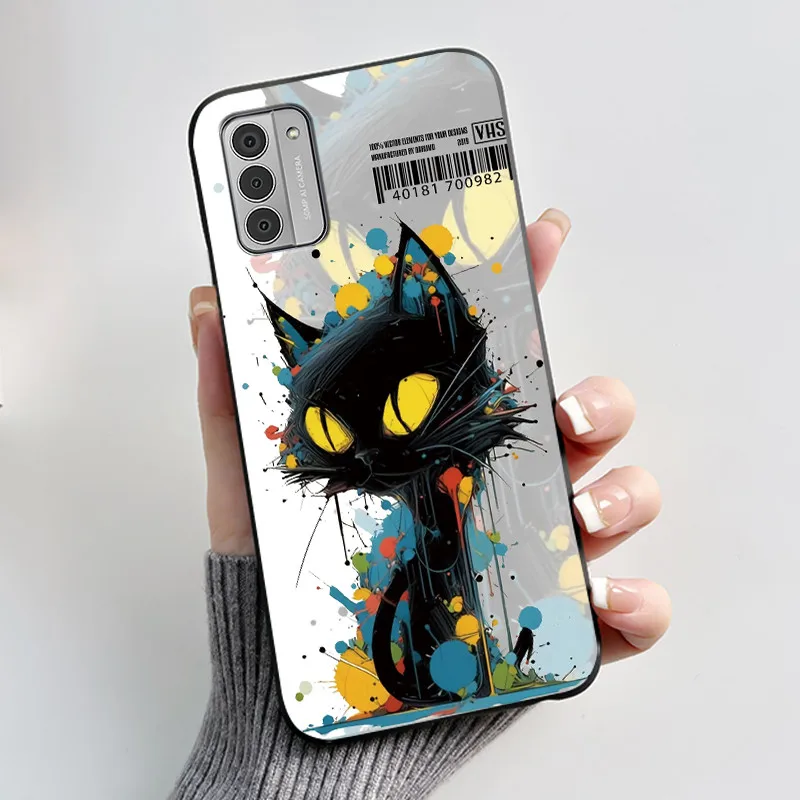 Silicone Soft Black Aesthetic Cute Cat Astronaut Phone Case Bumper Shell
