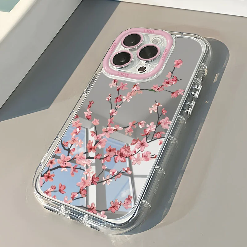 Cherry Blossom Shockproof Mirror Cover Phone Case