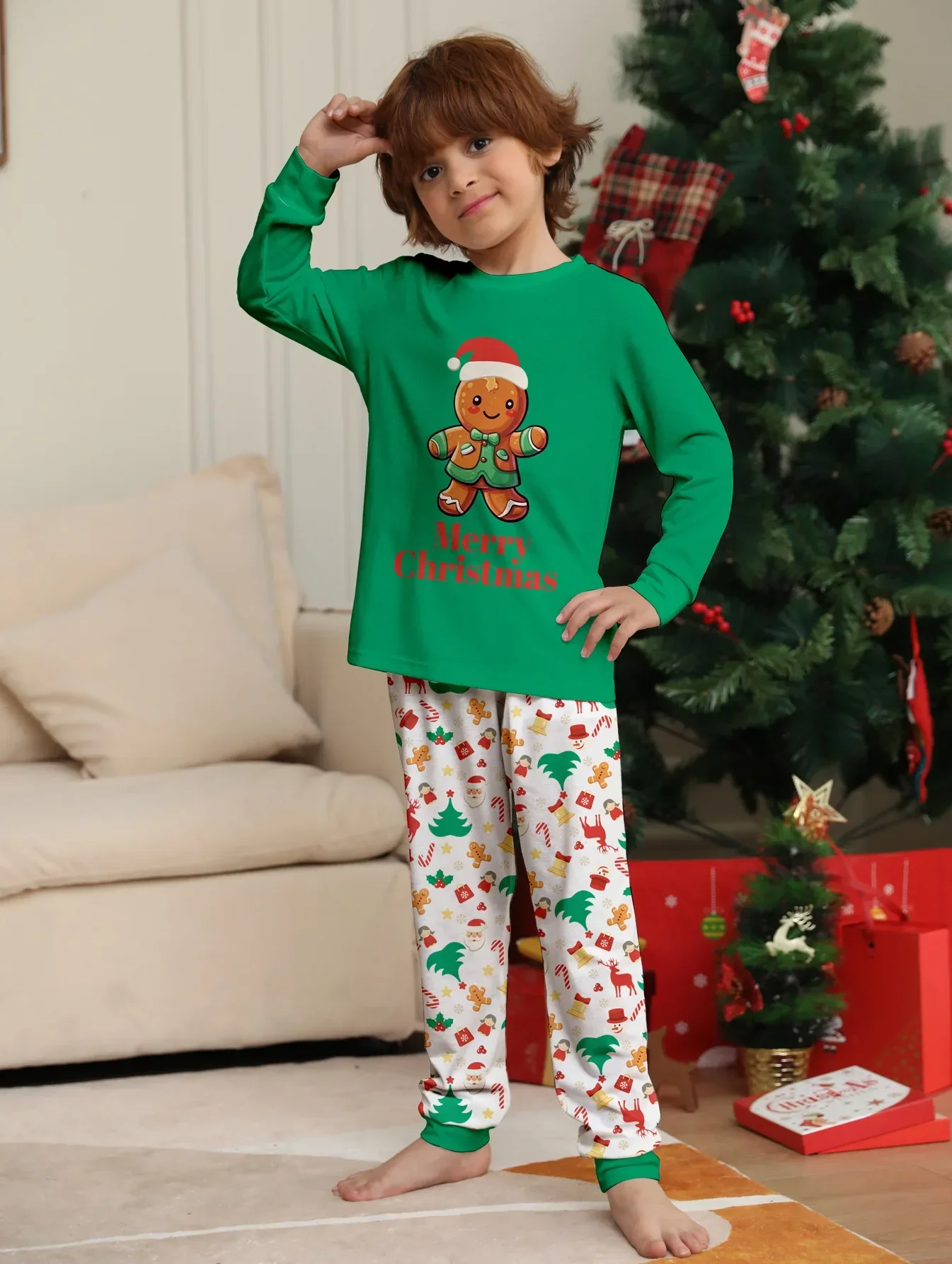 Merry Christmas Matching Pajamas Set 2024 New Cartoon Pattern 2 Pcs Suit Homewear Soft Cute Parent-child Clothes Family Look Pjs 5