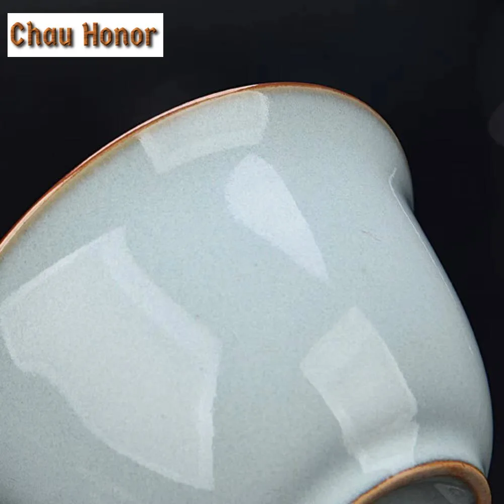 120ml Ru Kiln Ice Cracked Glaze Gaiwan Ancient Porcelain Bowls Tea Lid Set Tea Tureen Tea Maker Cover Bowl Tea Items Collection