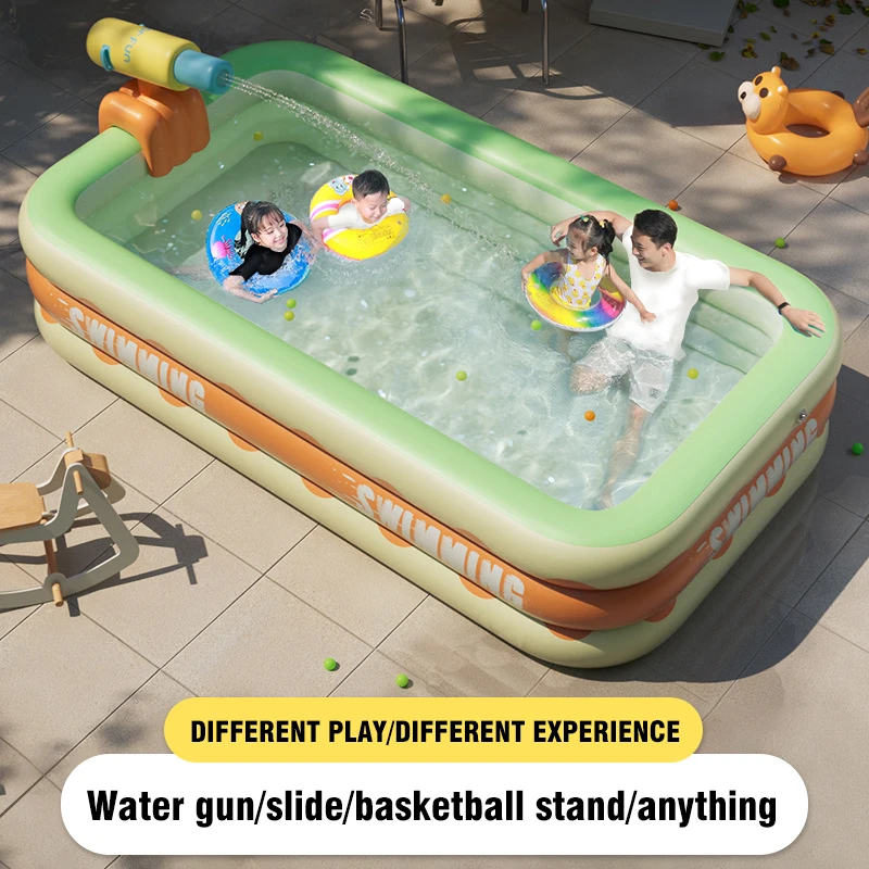 Large Family Inflatable Swimming Pool Baby Framed Pools Outdoor Folding Paddling Piscina Kids Summer Water Gun Basketball Rack inflatable swimming pool