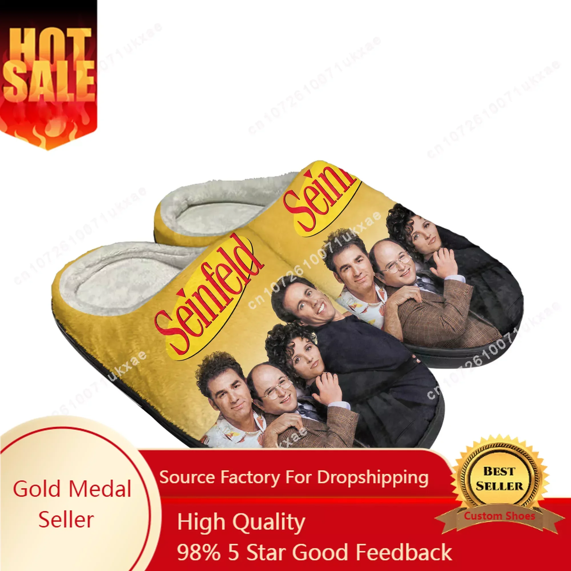 Seinfeld Sitcom Home Cotton Slippers Mens Womens Plush Bedroom Casual Keep Warm Shoes Thermal Indoor Slipper Customized DIY Shoe