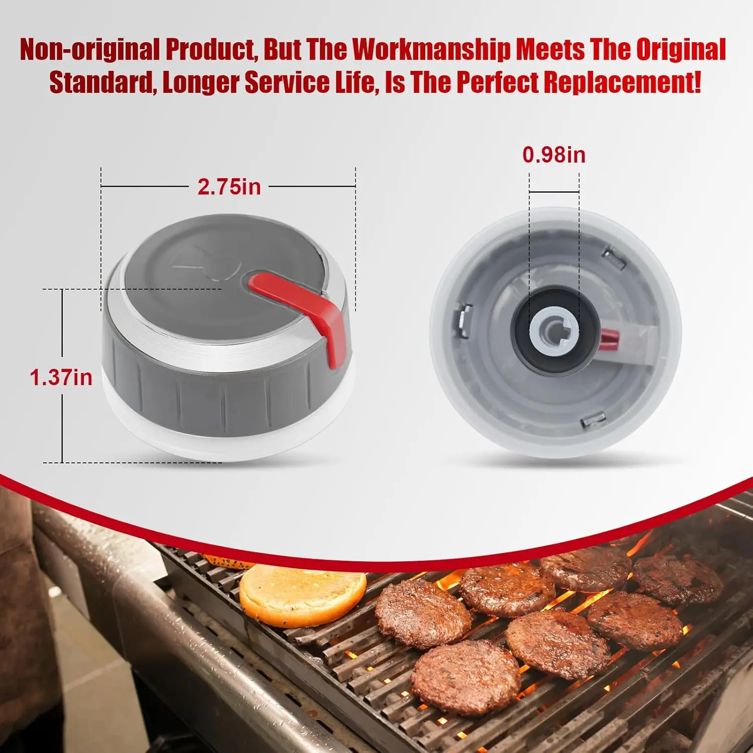 업그레이드된 66753 가스 그릴 컨트롤 노브는 웨버 제네시스 조명형 메인 버너 컨트롤 노브와 호환됩니다(2팩)