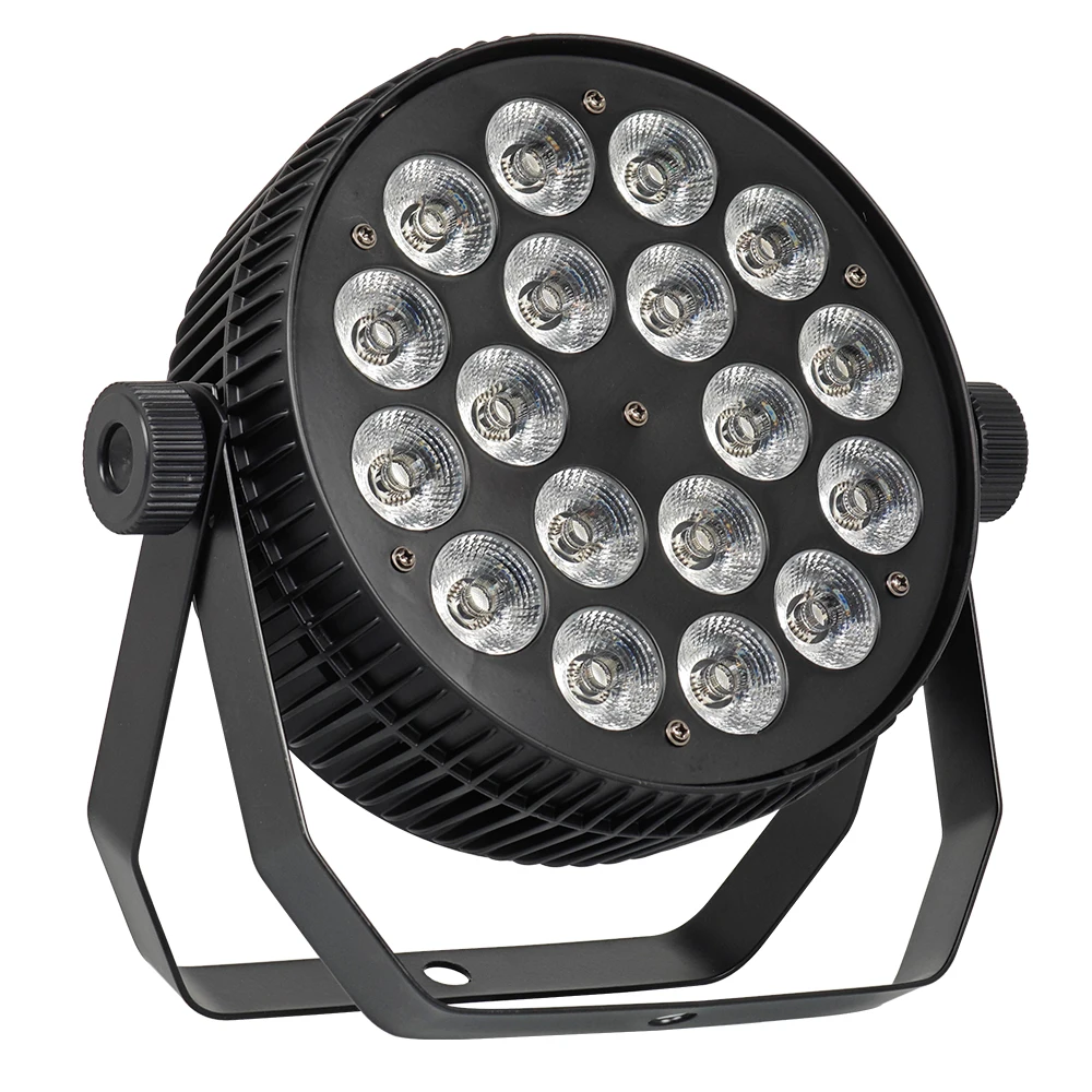 알루미늄 합금 무대 파 라이트, 평면 파 라이트, DMX512 무대 워시 벽 램프, 18x18w RGBWA UV, 6in 1 LED 파 라이트