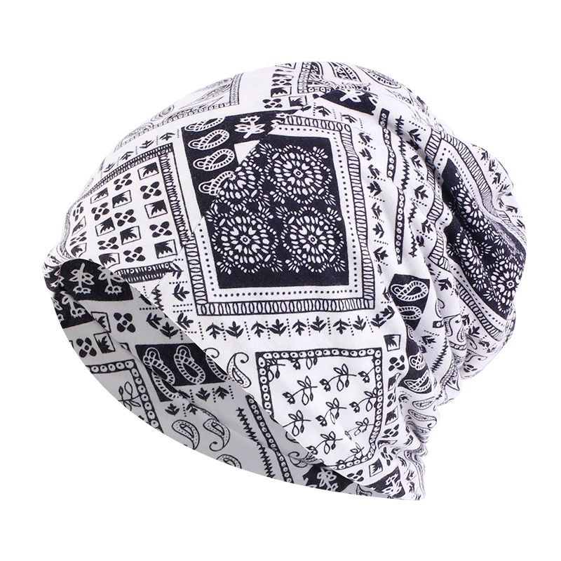 Winter Paisley Pattern Baggy Beanie Hat for Men Women