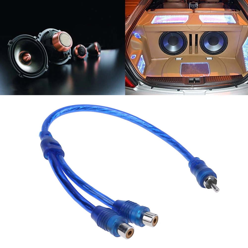 Car Audio Cable 2 RCA Female to 1 RCA Male for Subwoofer Portable Speaker MP3 Player Car Modified Audio Cable Auto Accessories