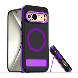 Magnetic Matte Shockproof Armor Phone Case with Magsafe Wireless Charging Compatibility for Pixel 9 Pro (Purple)