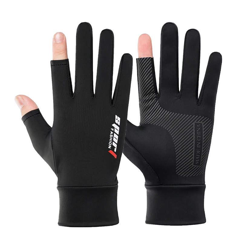 Men's Summer Fishing Gloves Ice Silk Non-Slip Sun Protection Cycling Gloves Thin Anti-UV Outdoor Sports Motorcycle