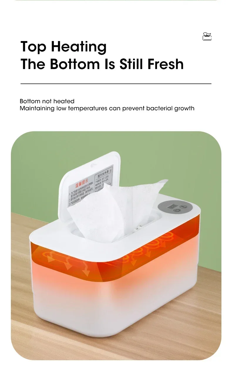 Description Picture 6 of itemBaby Wipe Warmer Heater with LED Display Wet Towel Dispenser Portable USB Charge Baby Wipe Warmer Napkin Heating Box Home/Car