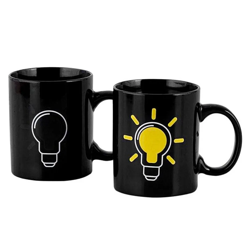 

Charging Colour Christmas Cup Holiday Gift Light Bulb Ceramics Discoloration Cup Creative Mug Ceramic Milk Mugs