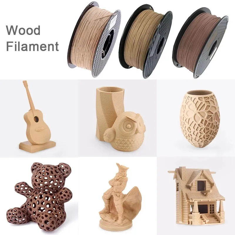 3D Printer Filament Wood PLA 1.75mm Light Dark Wooden Filament 1Kg 500g 250g For Choose 1.75 Threads 3D Printing  Material sunlu wood 1 75mm 1kg 3d printing filament wood fiber delicate